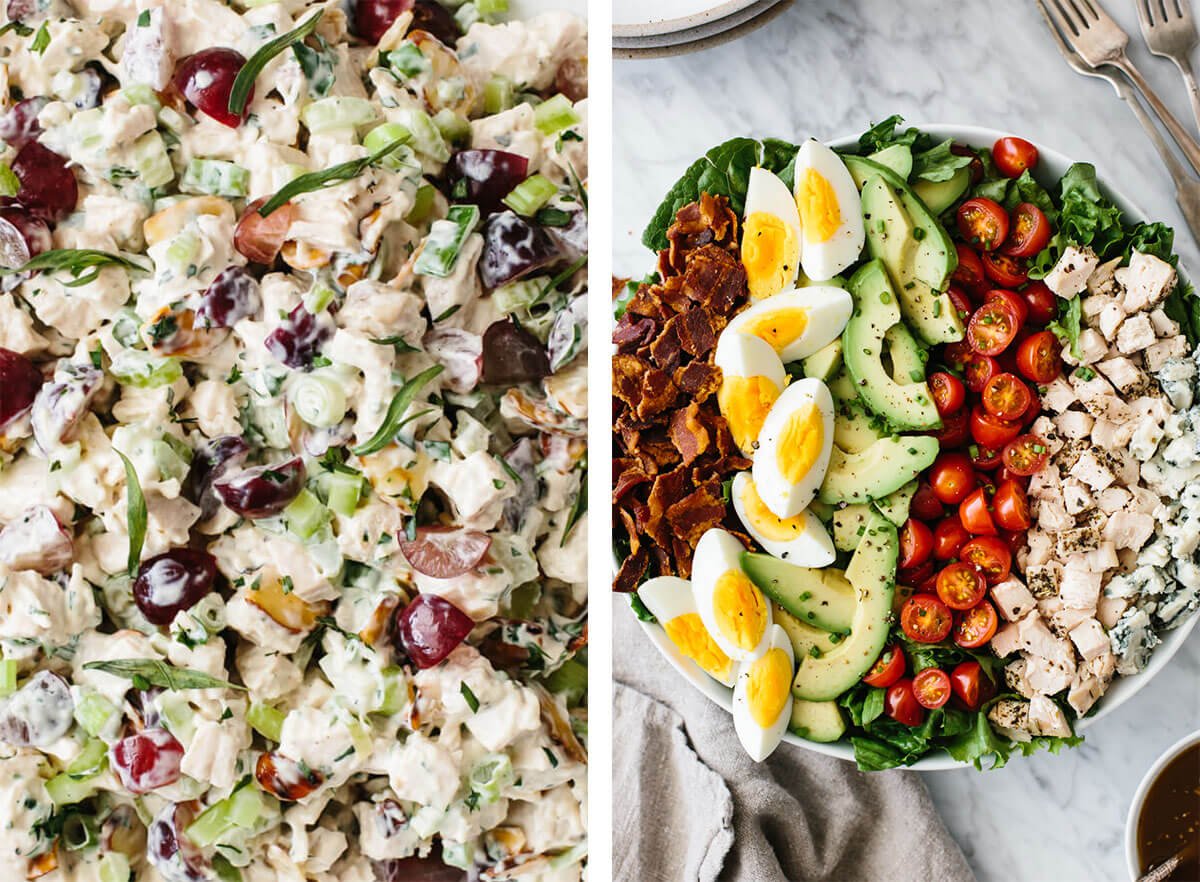 Chicken breast recipes with chicken salad and cobb salad.