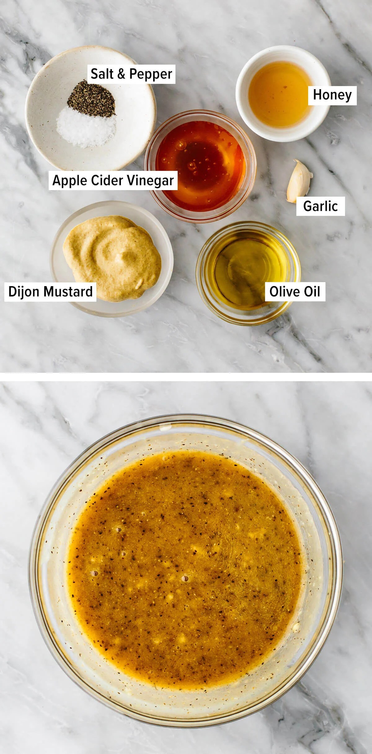 Ingredients for honey mustard chicken marinade on a table